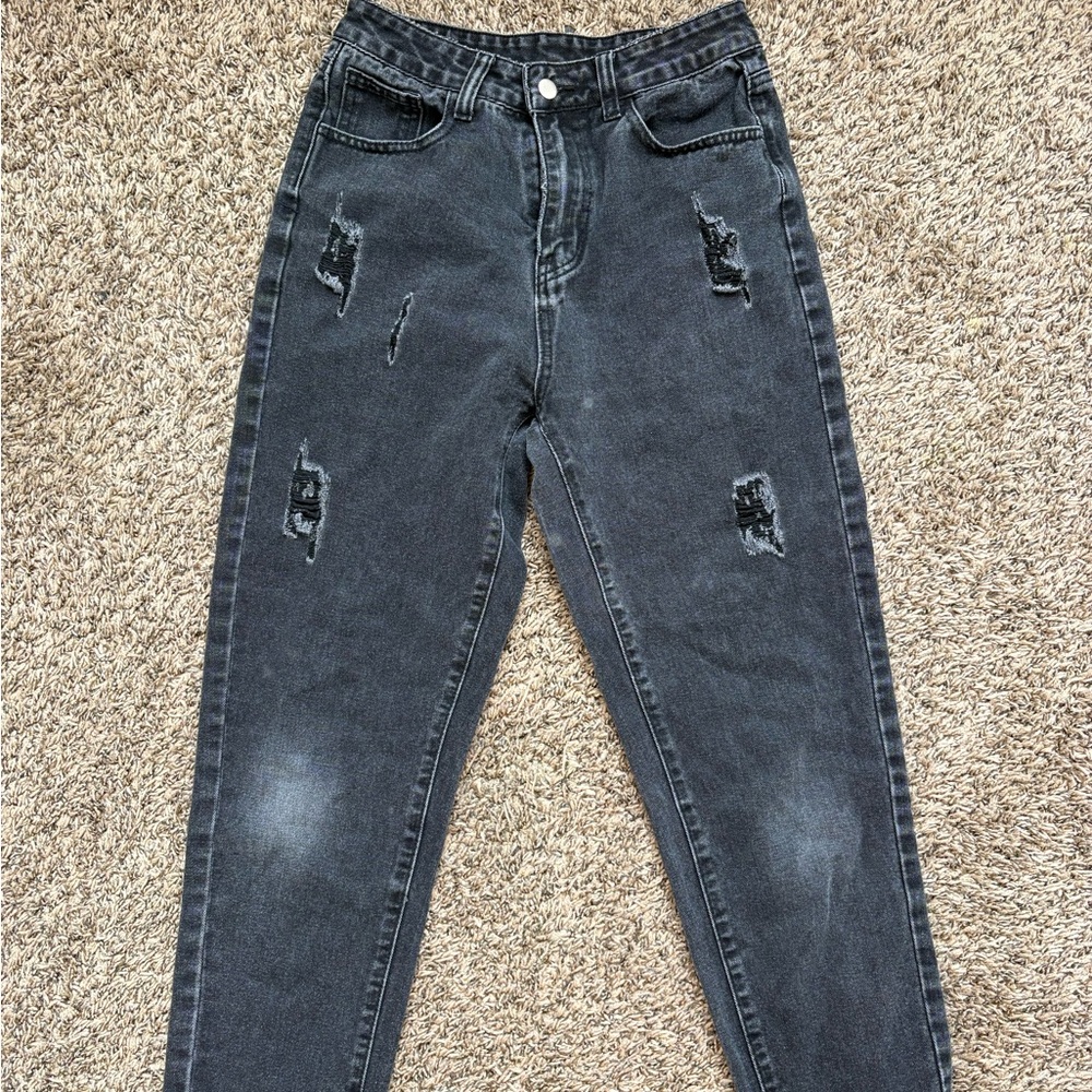 Distressed Black Women's Jeans